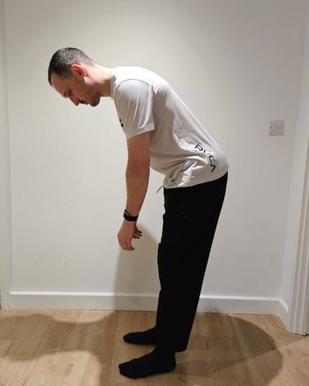 Fraser before the programme, showing limited forward-bending range